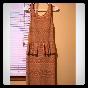 Peach dress with Chevron design.